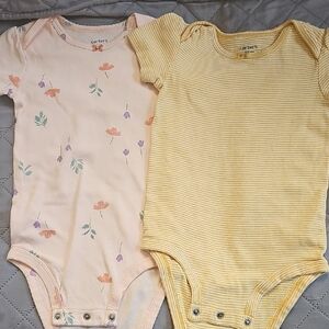 Carter's Yellow and Pink Bodysuits Soft Cotton One Pieces